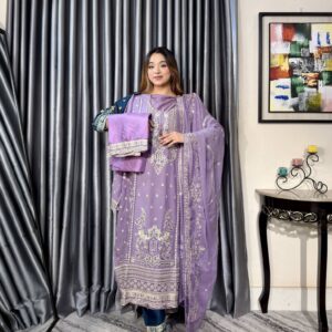 Noor Elegance Premium 4PC Set (Unstitched) // Levender